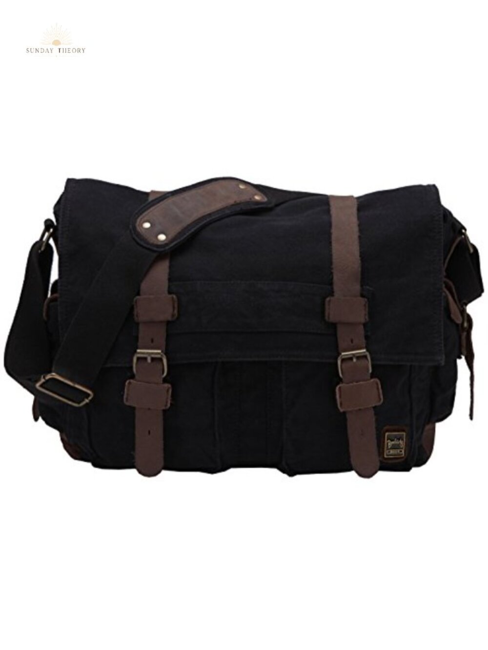 Men Canvas Cow Leather Messenger Bag Laptop Satchel Travel Shoulder